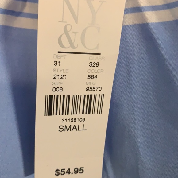 NY&C light/dark blue blouse with white size S. - Picture 3 of 6